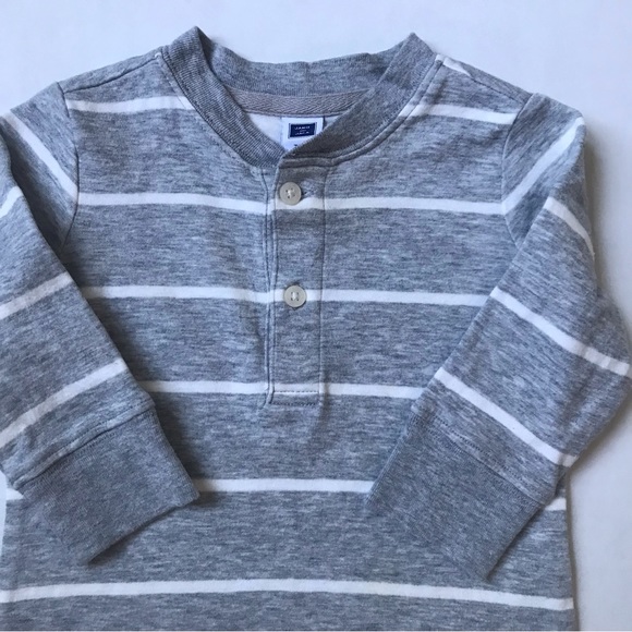 Janie And Jack Gray Striped Long Sleeve Shirt, Size 3-6 Months. - Picture 2 of 6